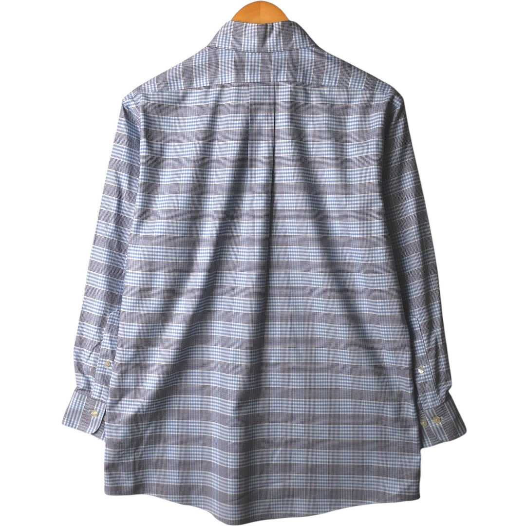 Brooks Brothers Est.1818 Long Sleeve Button-Down Check Shirt, Men's Size M Supima Cotton Blue type light blue Vintage Second Hand