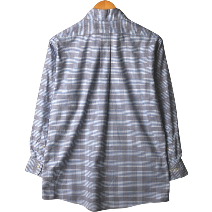 Brooks Brothers Est.1818 Long Sleeve Button-Down Check Shirt, Men's Size M Supima Cotton Blue type light blue Vintage Second Hand