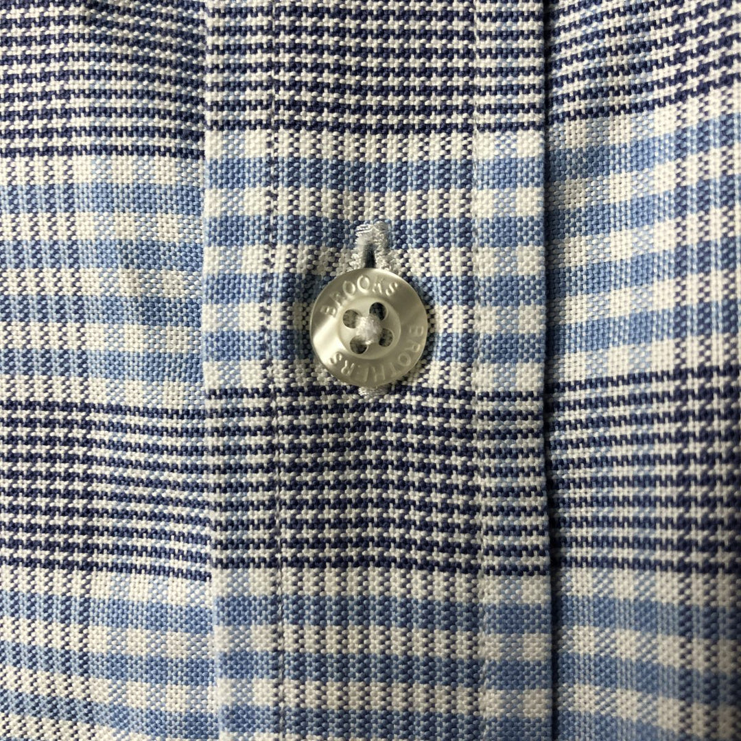 Brooks Brothers Est.1818 Long Sleeve Button-Down Check Shirt, Men's Size M Supima Cotton Blue type light blue Vintage Second Hand