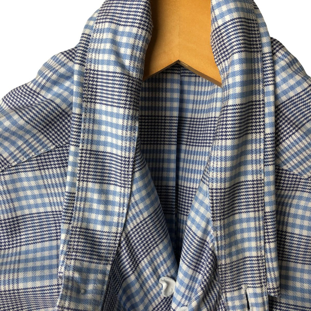 Brooks Brothers Est.1818 Long Sleeve Button-Down Check Shirt, Men's Size M Supima Cotton Blue type light blue Vintage Second Hand