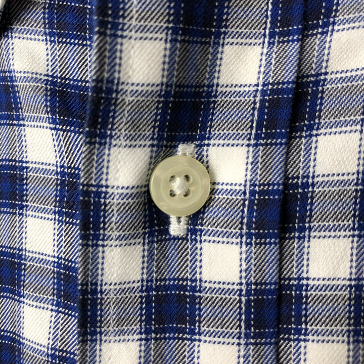 Brooks Brothers 1818 Long Sleeve Button-Down Check Shirt, Men's Size L cotton navy blue type Vintage Second Hand