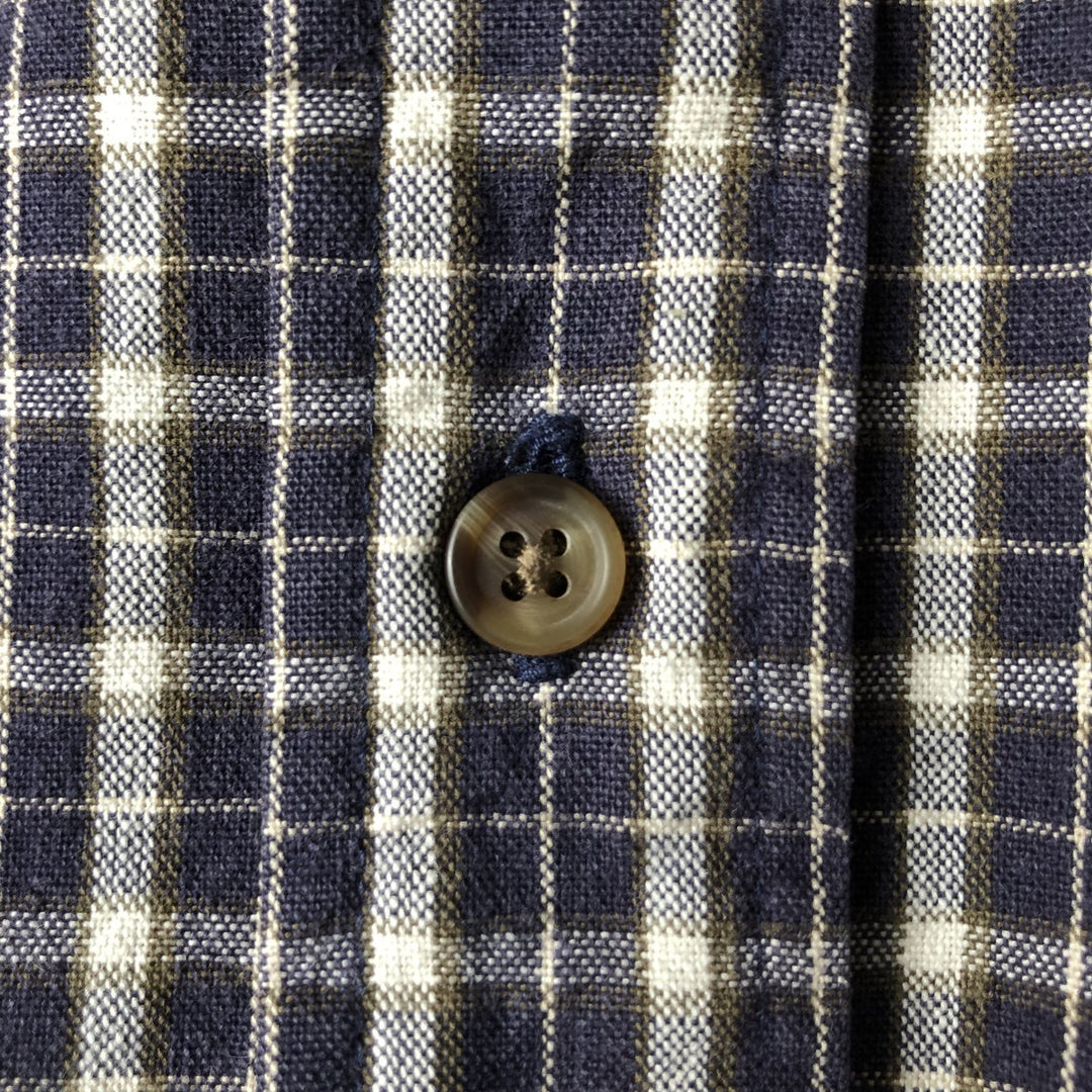 Eddie Bauer Long Sleeve Button-Down Check Shirt, Men's XL cotton navy blue type Vintage Second Hand