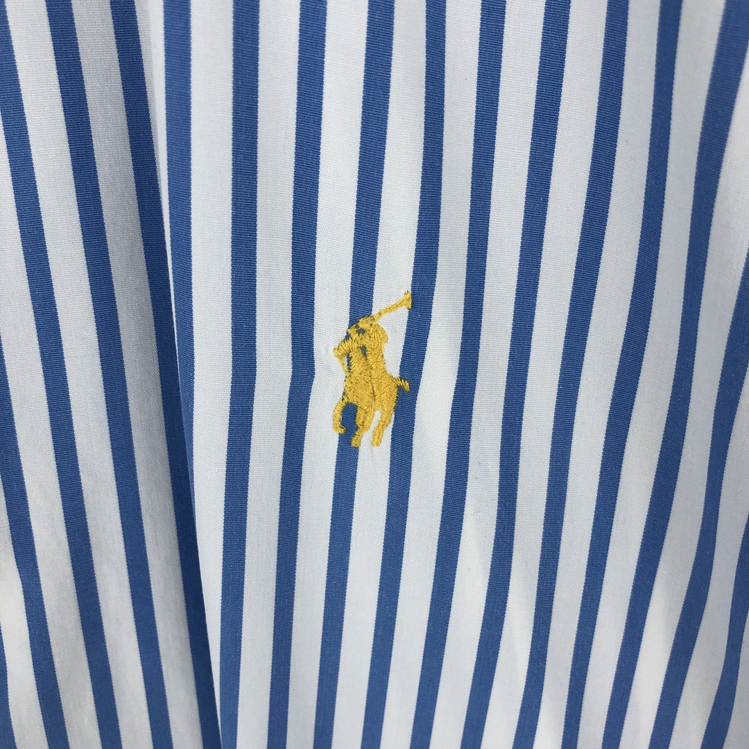 Ralph Lauren CUSTOM FIT long sleeve button down striped shirt men's XL size cotton Blue type light blue Vintage Second Hand