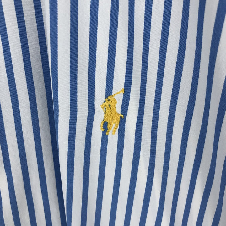 Ralph Lauren CUSTOM FIT long sleeve button down striped shirt men's XL size cotton Blue type light blue Vintage Second Hand