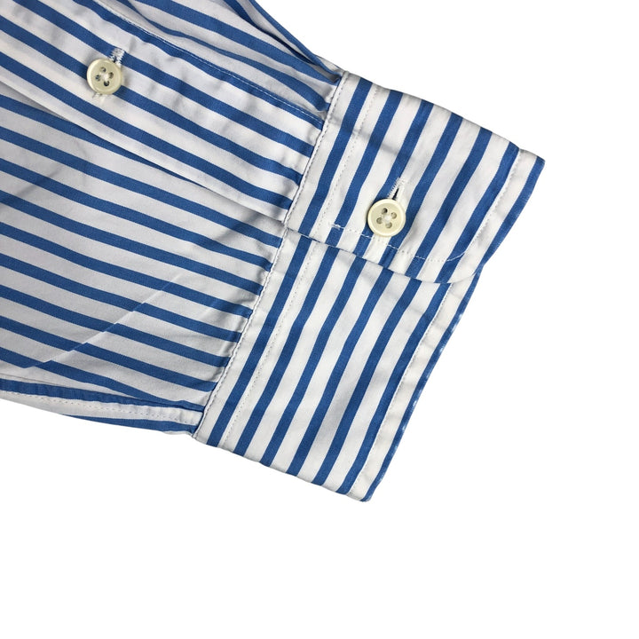 Ralph Lauren CUSTOM FIT long sleeve button down striped shirt men's XL size cotton Blue type light blue Vintage Second Hand