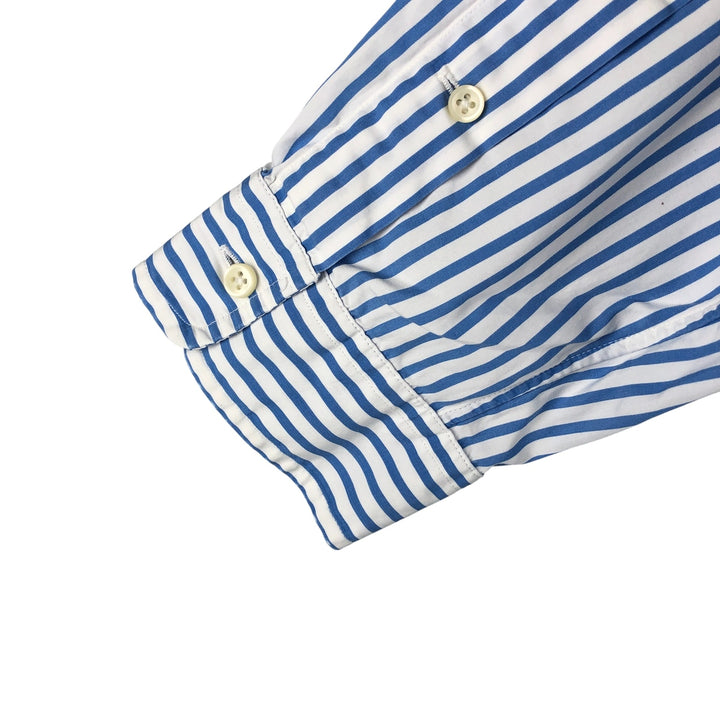 Ralph Lauren CUSTOM FIT long sleeve button down striped shirt men's XL size cotton Blue type light blue Vintage Second Hand