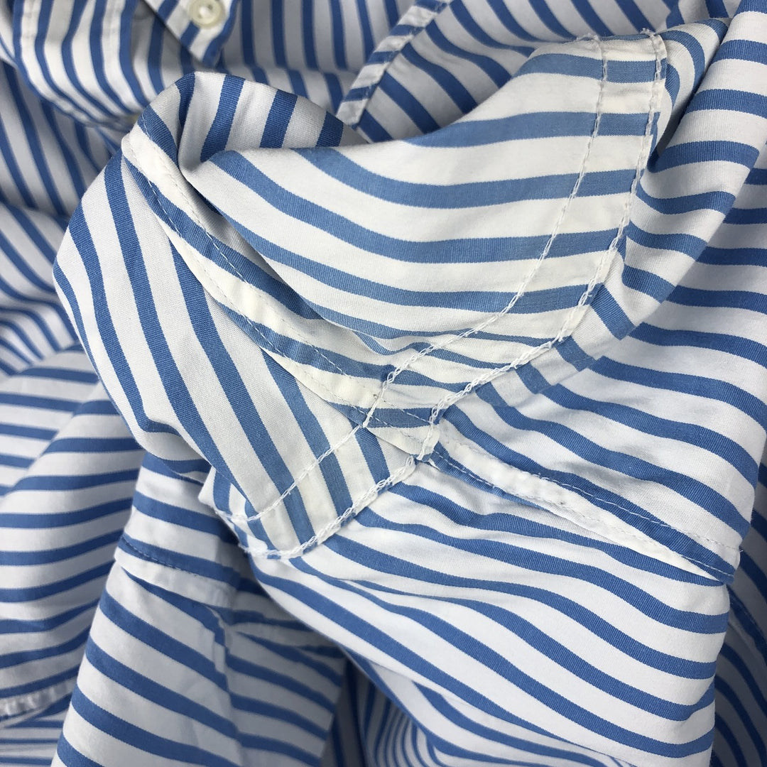 Ralph Lauren CUSTOM FIT long sleeve button down striped shirt men's XL size cotton Blue type light blue Vintage Second Hand