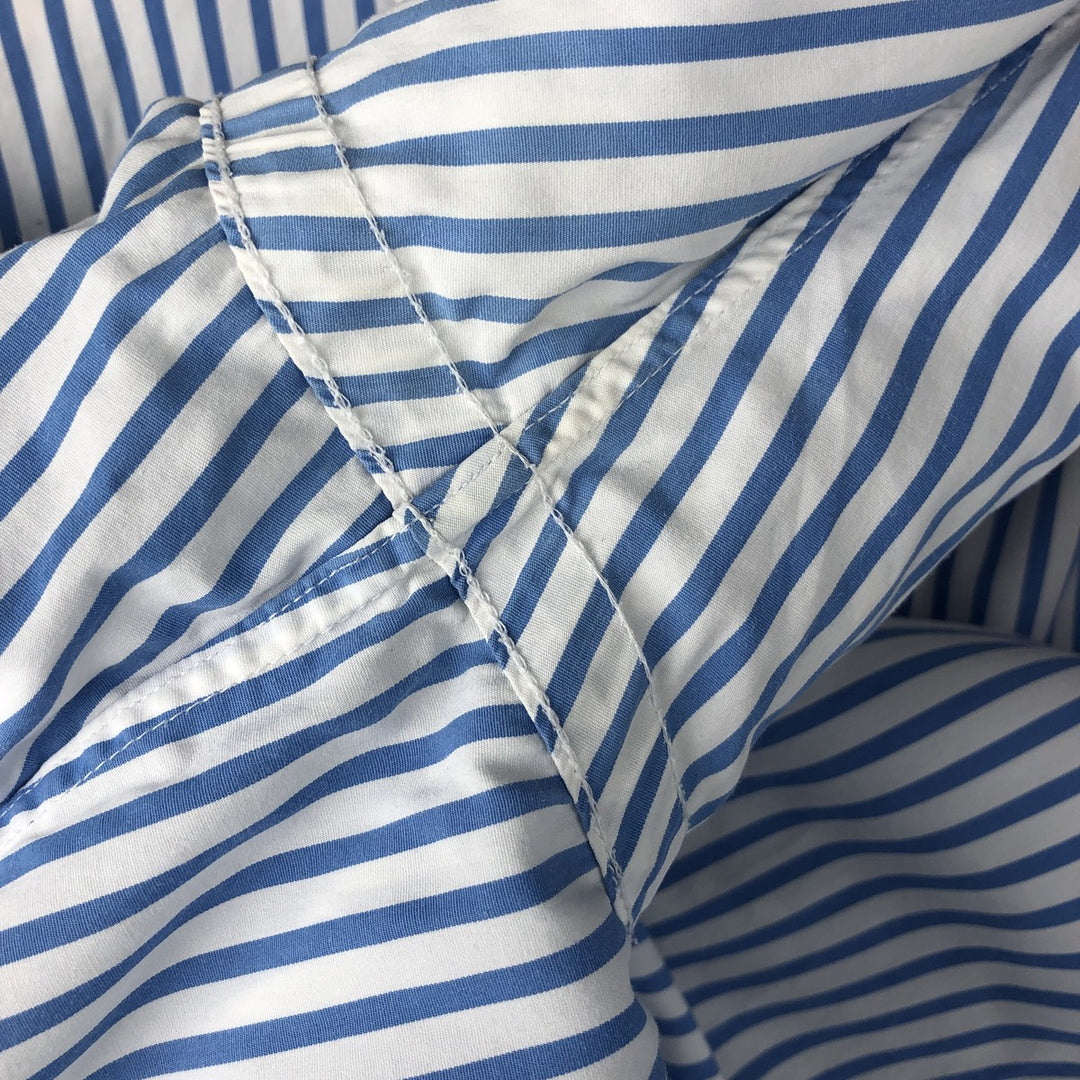 Ralph Lauren CUSTOM FIT long sleeve button down striped shirt men's XL size cotton Blue type light blue Vintage Second Hand