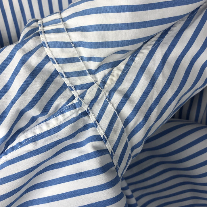 Ralph Lauren CUSTOM FIT long sleeve button down striped shirt men's XL size cotton Blue type light blue Vintage Second Hand