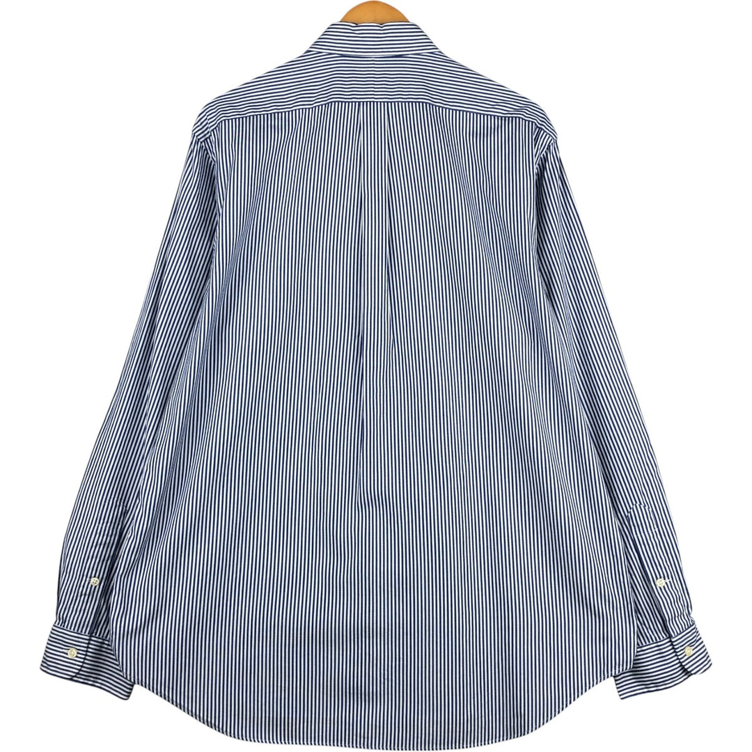 Ralph Lauren long sleeve button down striped shirt, men's XL size cotton blue type Vintage Second Hand