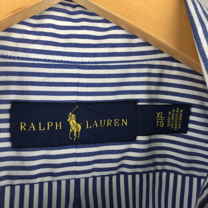Ralph Lauren long sleeve button down striped shirt, men's XL size cotton blue type Vintage Second Hand