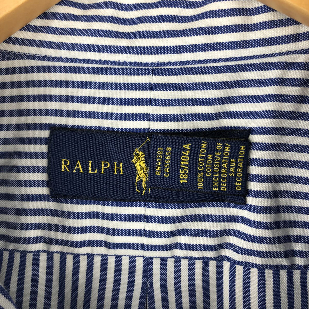 Ralph Lauren long sleeve button down striped shirt, men's XL size cotton blue type Vintage Second Hand
