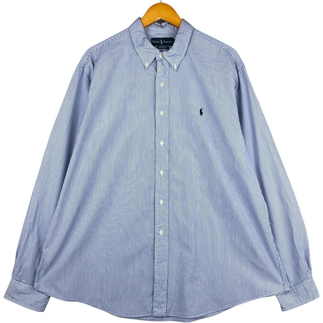 Ralph Lauren CUSTOM FIT long sleeve button down striped shirt men's XXL cotton blue type Vintage Second Hand