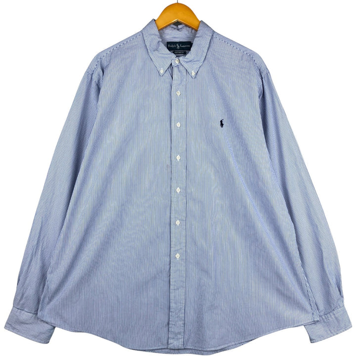 Ralph Lauren CUSTOM FIT long sleeve button down striped shirt men's XXL cotton blue type Vintage Second Hand