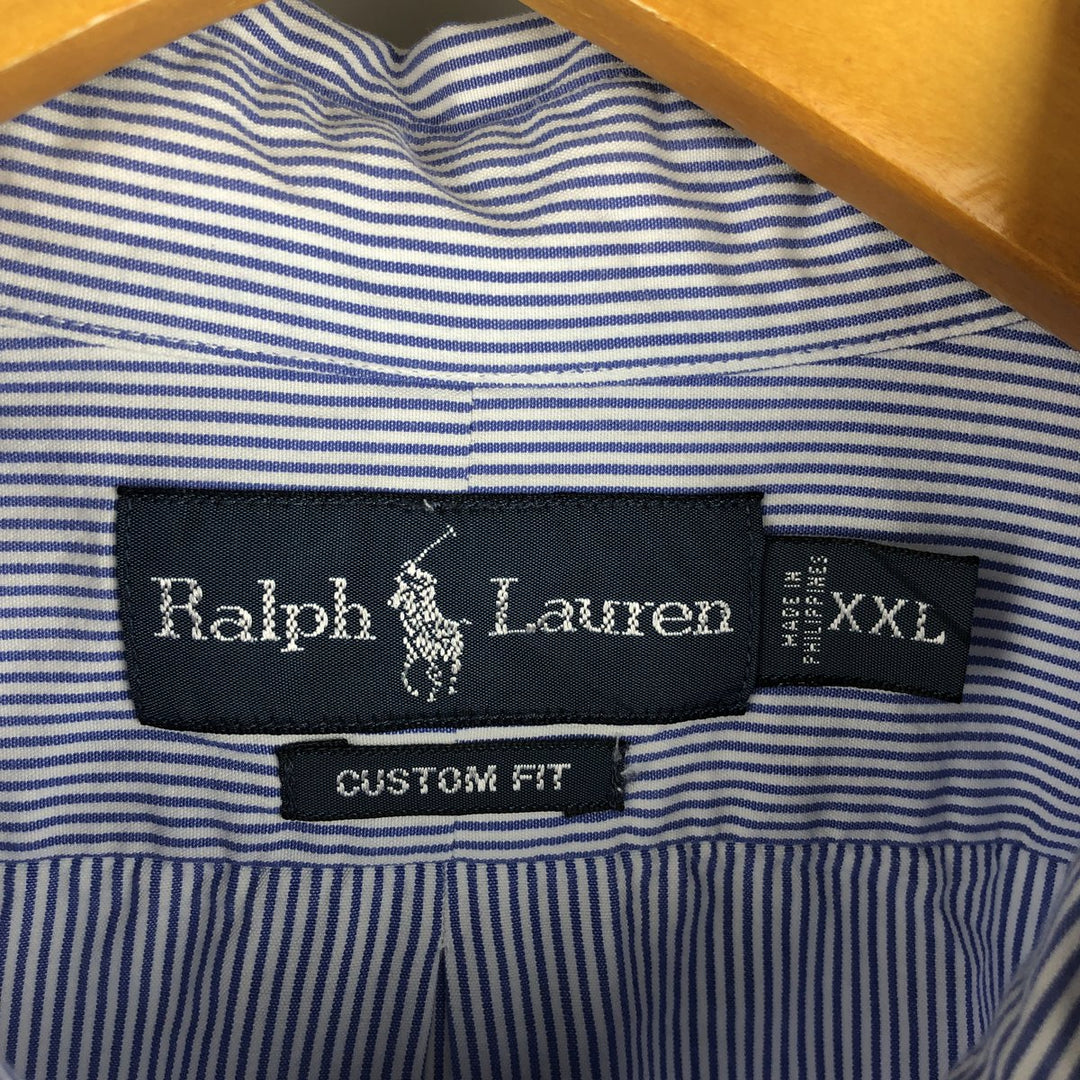 Ralph Lauren CUSTOM FIT long sleeve button down striped shirt men's XXL cotton blue type Vintage Second Hand