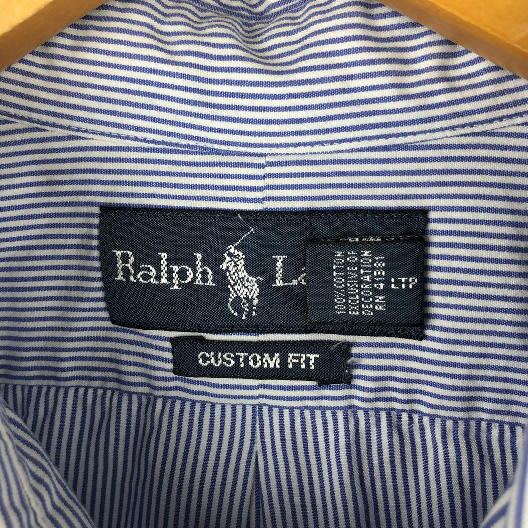 Ralph Lauren CUSTOM FIT long sleeve button down striped shirt men's XXL cotton blue type Vintage Second Hand