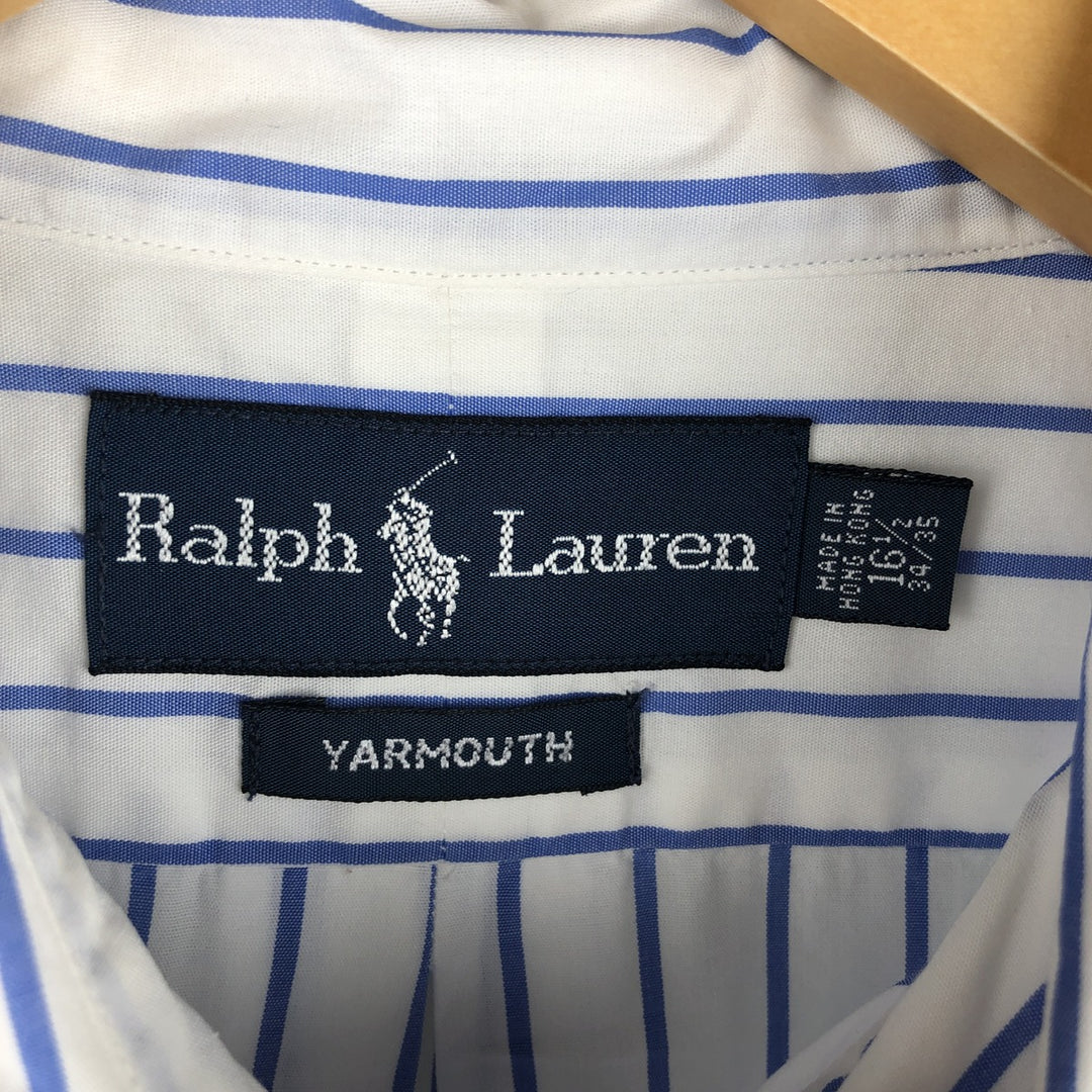 Ralph Lauren YARMOUTH Long Sleeve Button-Down Striped Shirt, Men's Size L cotton white type Vintage Second Hand