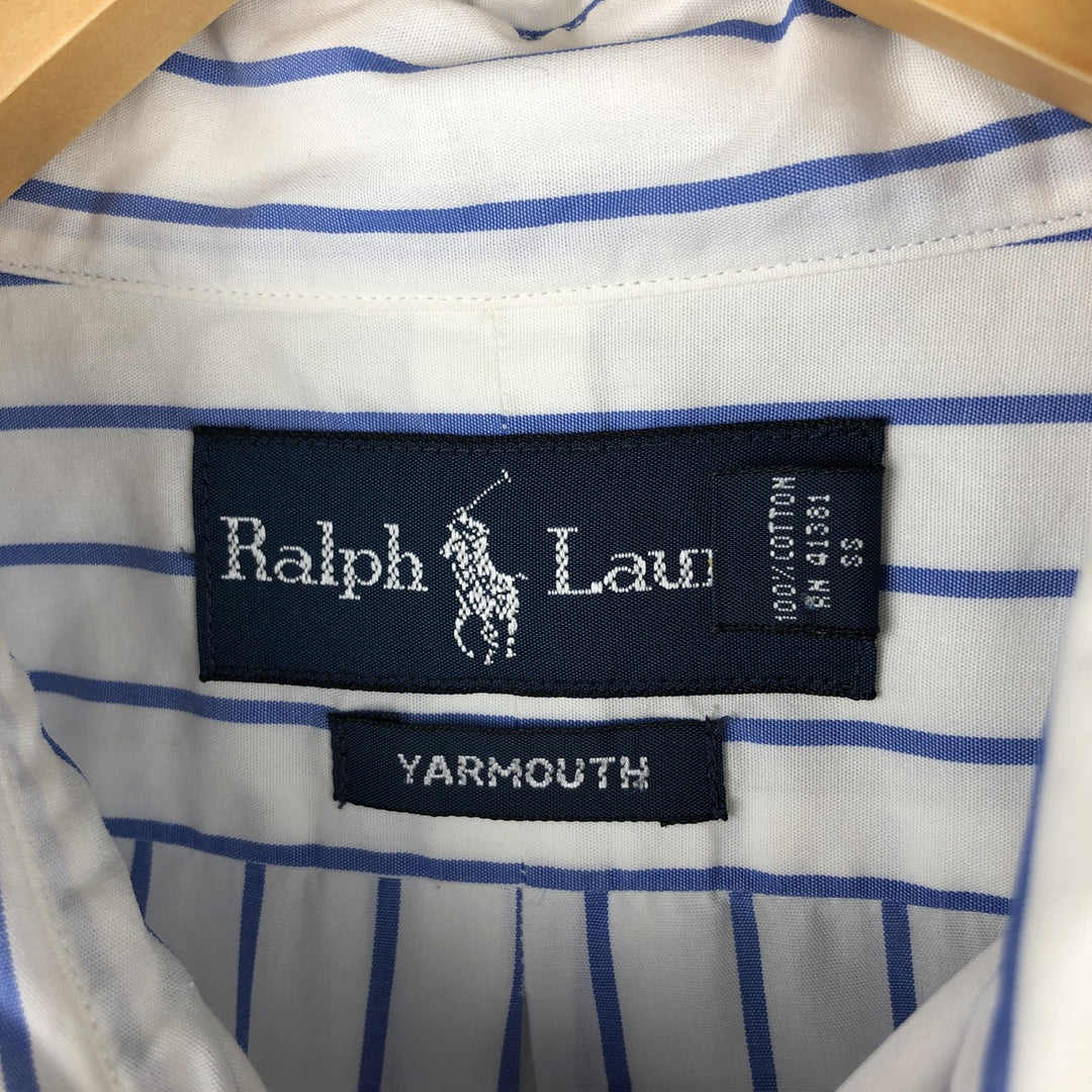 Ralph Lauren YARMOUTH Long Sleeve Button-Down Striped Shirt, Men's Size L cotton white type Vintage Second Hand