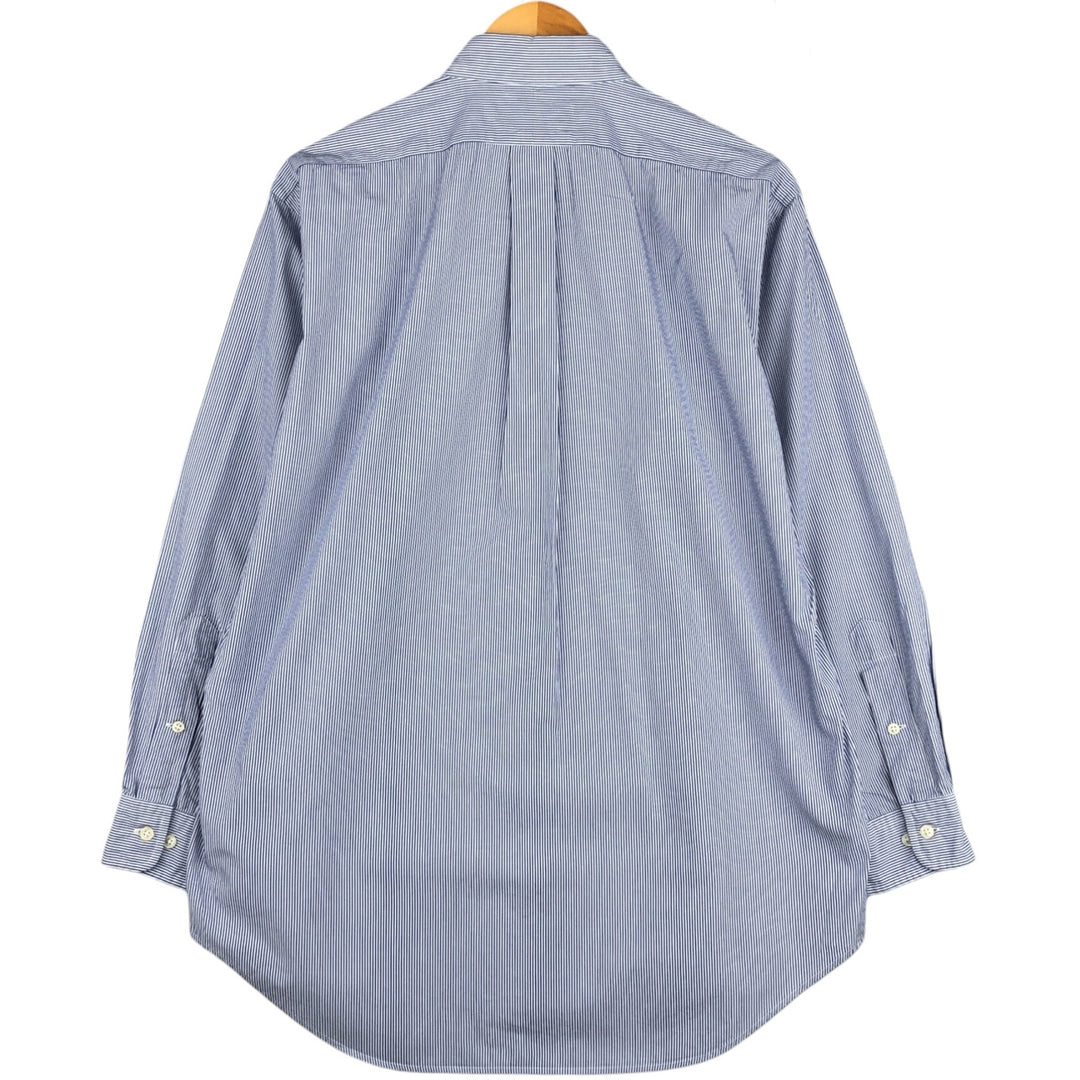Ralph Lauren YARMOUTH Long Sleeve Button-Down Striped Shirt, Men's M Size cotton blue type Vintage Second Hand