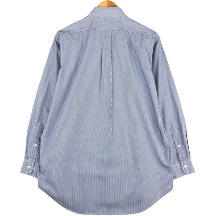 Ralph Lauren YARMOUTH Long Sleeve Button-Down Striped Shirt, Men's M Size cotton blue type Vintage Second Hand