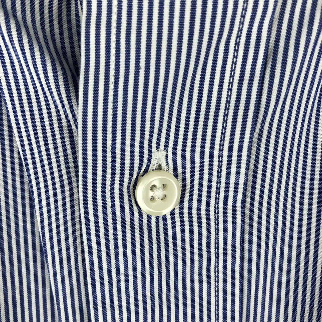 Ralph Lauren YARMOUTH Long Sleeve Button-Down Striped Shirt, Men's M Size cotton blue type Vintage Second Hand