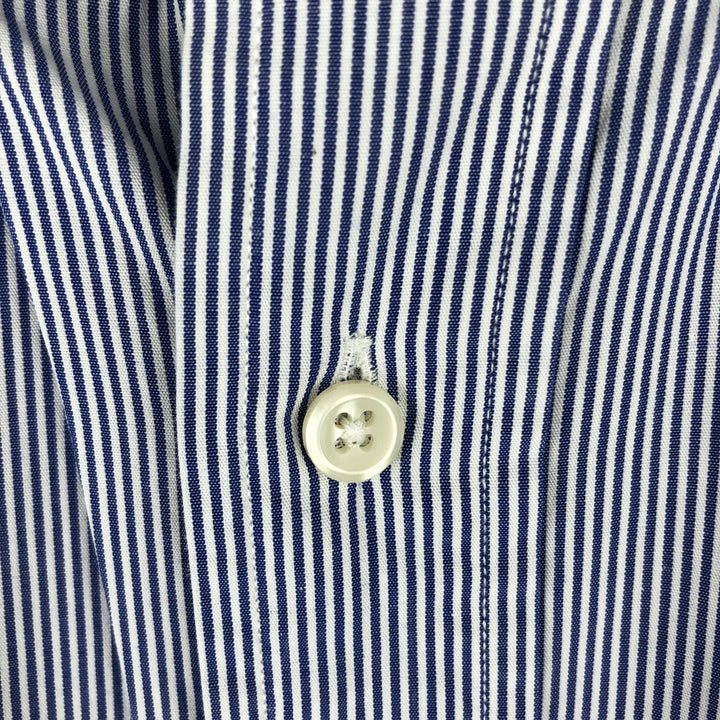 Ralph Lauren YARMOUTH Long Sleeve Button-Down Striped Shirt, Men's M Size cotton blue type Vintage Second Hand