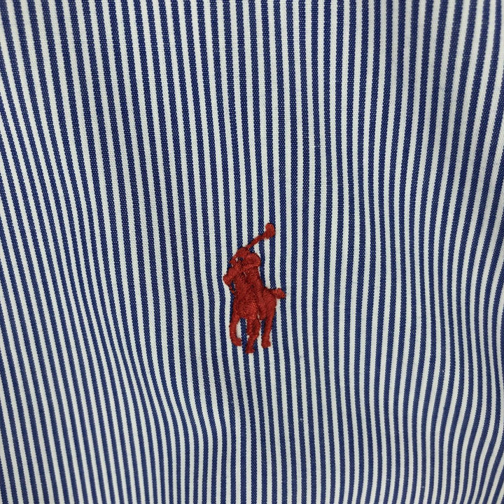 Ralph Lauren YARMOUTH Long Sleeve Button-Down Striped Shirt, Men's M Size cotton blue type Vintage Second Hand