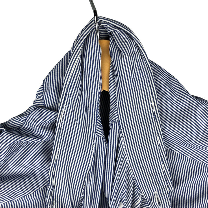 Ralph Lauren YARMOUTH Long Sleeve Button-Down Striped Shirt, Men's M Size cotton blue type Vintage Second Hand