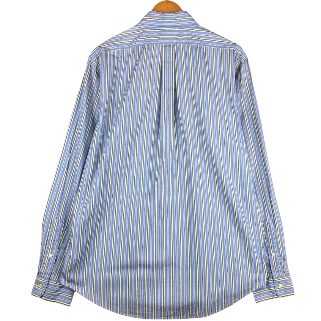 Ralph Lauren POLO by Ralph Lauren CUSTOM FIT long sleeve button down striped shirt men's size L cotton Blue type light blue Vintage Second Hand