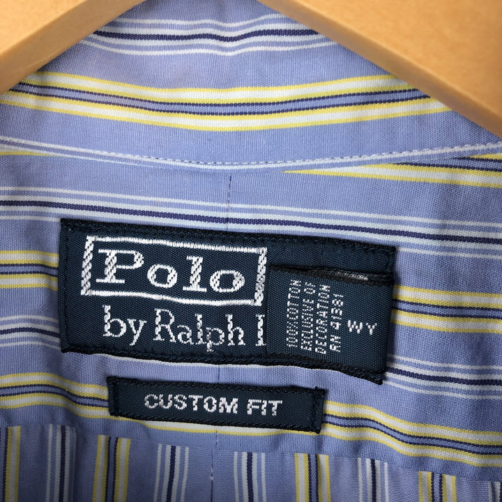 Ralph Lauren POLO by Ralph Lauren CUSTOM FIT long sleeve button down striped shirt men's size L cotton Blue type light blue Vintage Second Hand