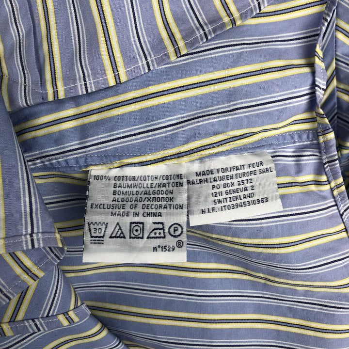 Ralph Lauren POLO by Ralph Lauren CUSTOM FIT long sleeve button down striped shirt men's size L cotton Blue type light blue Vintage Second Hand