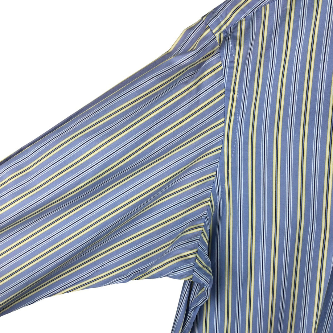 Ralph Lauren POLO by Ralph Lauren CUSTOM FIT long sleeve button down striped shirt men's size L cotton Blue type light blue Vintage Second Hand