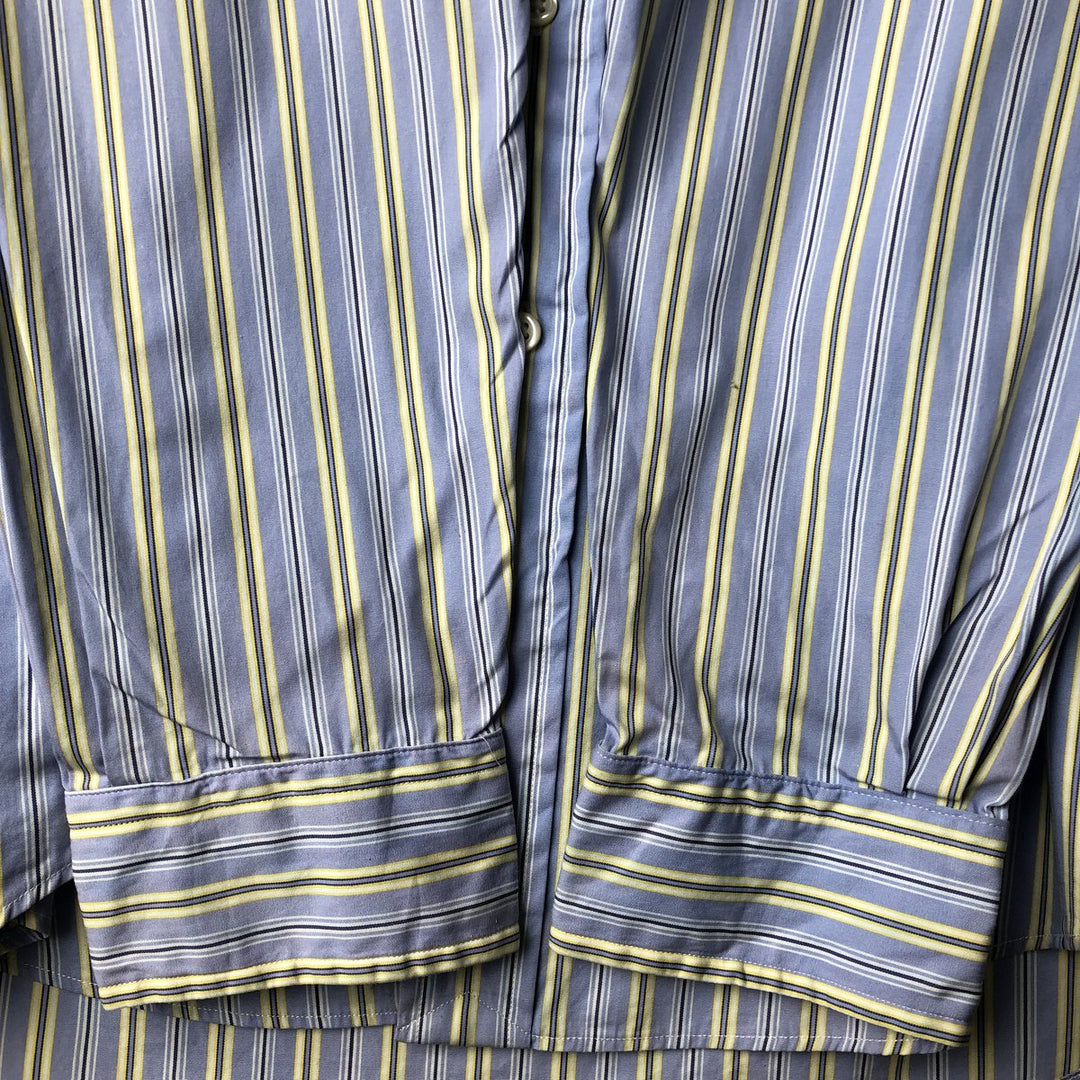 Ralph Lauren POLO by Ralph Lauren CUSTOM FIT long sleeve button down striped shirt men's size L cotton Blue type light blue Vintage Second Hand