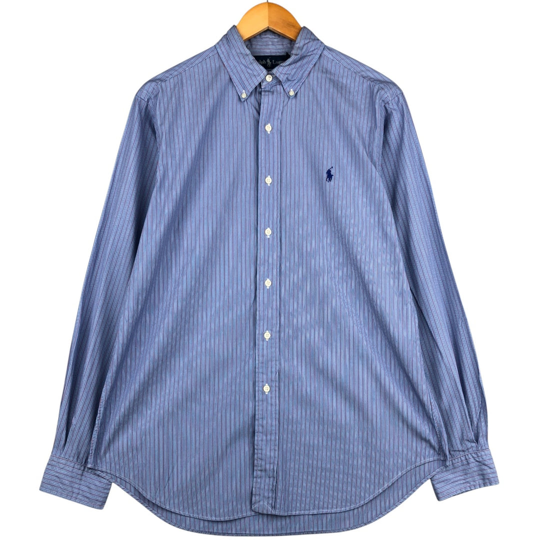 Ralph Lauren Classic Fit Long Sleeve Button Down Striped Shirt Men's M cotton Blue type light blue Vintage Second Hand