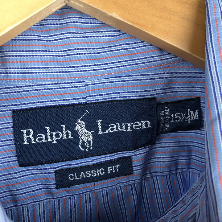 Ralph Lauren Classic Fit Long Sleeve Button Down Striped Shirt Men's M cotton Blue type light blue Vintage Second Hand