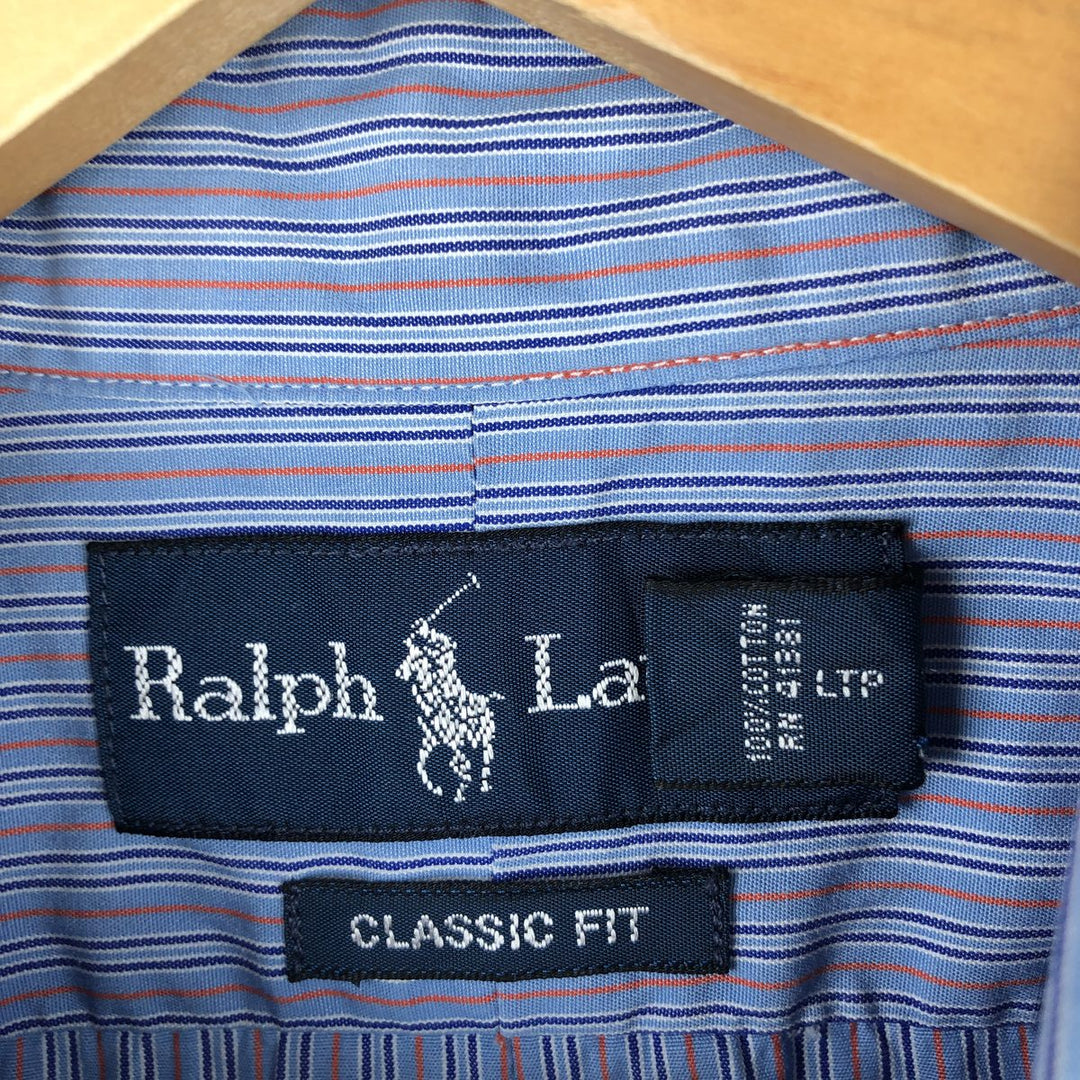 Ralph Lauren Classic Fit Long Sleeve Button Down Striped Shirt Men's M cotton Blue type light blue Vintage Second Hand