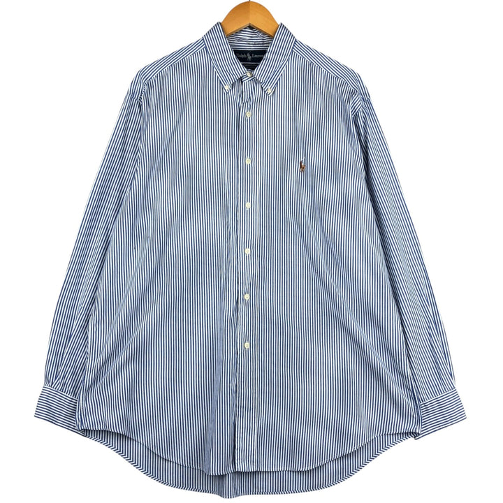 Ralph Lauren YARMOUTH Long Sleeve Button-Down Striped Shirt, Men's Size L cotton blue type Vintage Second Hand