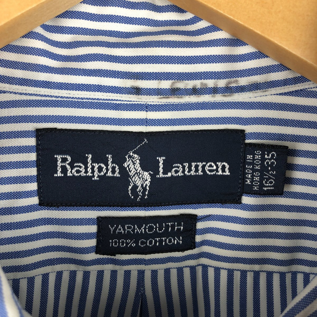 Ralph Lauren YARMOUTH Long Sleeve Button-Down Striped Shirt, Men's Size L cotton blue type Vintage Second Hand
