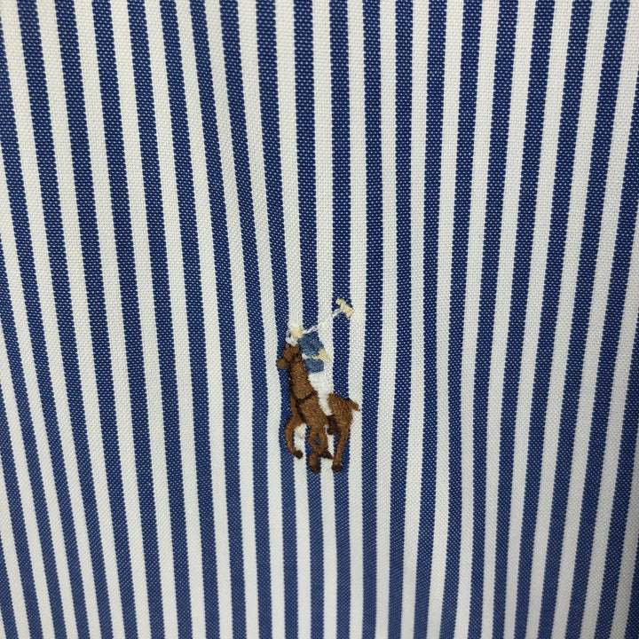 Ralph Lauren YARMOUTH Long Sleeve Button-Down Striped Shirt, Men's Size L cotton blue type Vintage Second Hand