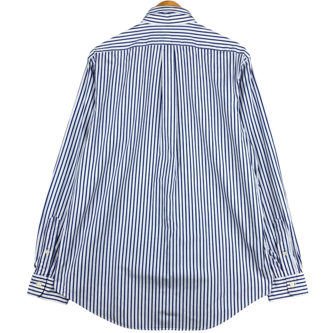 Ralph Lauren long sleeve button down striped shirt, men's size L cotton blue type Vintage Second Hand