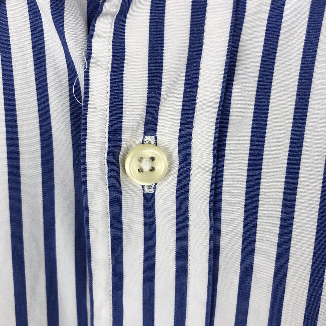 Ralph Lauren long sleeve button down striped shirt, men's size L cotton blue type Vintage Second Hand