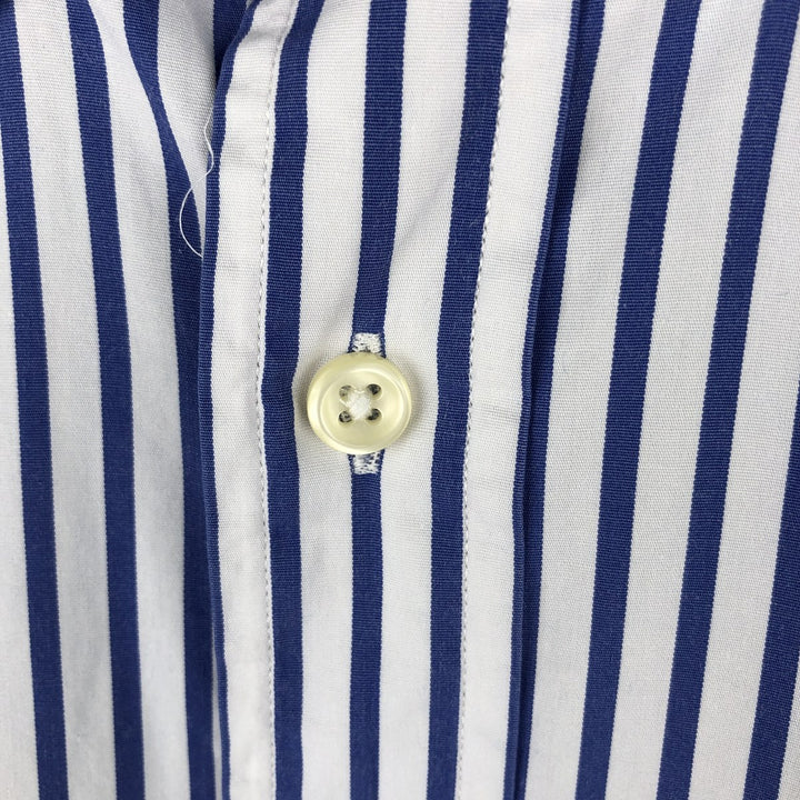 Ralph Lauren long sleeve button down striped shirt, men's size L cotton blue type Vintage Second Hand