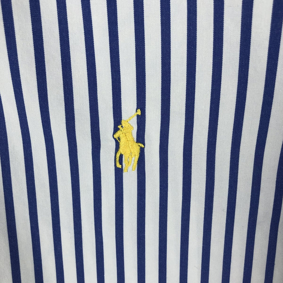 Ralph Lauren long sleeve button down striped shirt, men's size L cotton blue type Vintage Second Hand