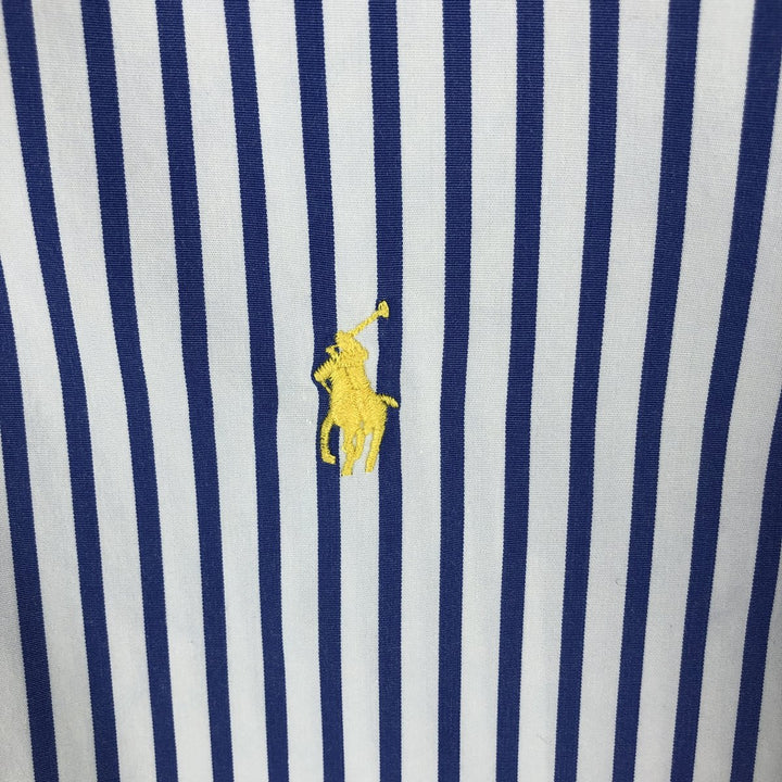 Ralph Lauren long sleeve button down striped shirt, men's size L cotton blue type Vintage Second Hand