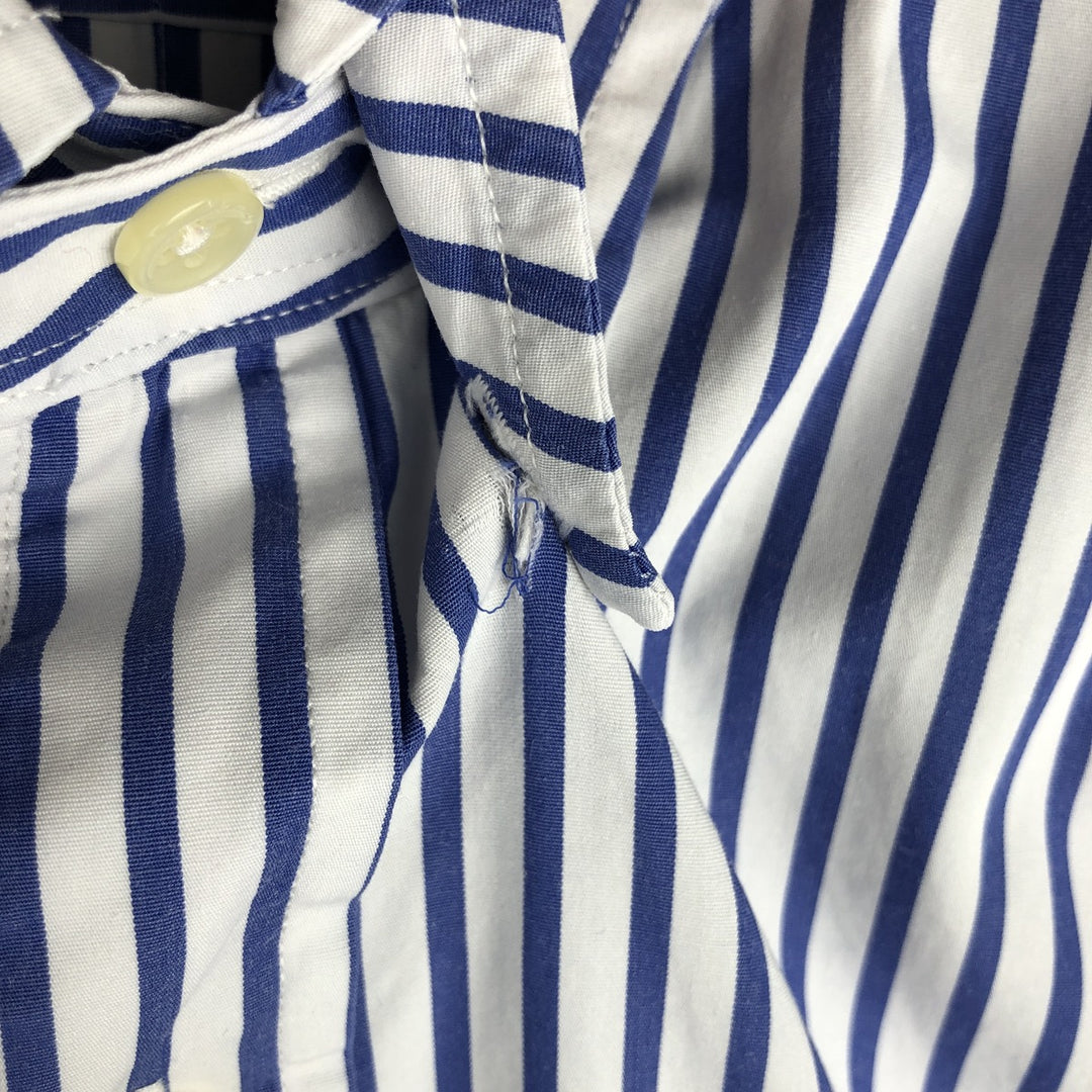 Ralph Lauren long sleeve button down striped shirt, men's size L cotton blue type Vintage Second Hand