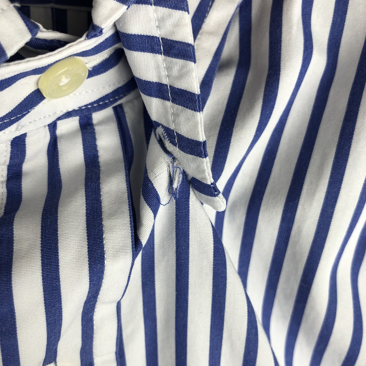 Ralph Lauren long sleeve button down striped shirt, men's size L cotton blue type Vintage Second Hand