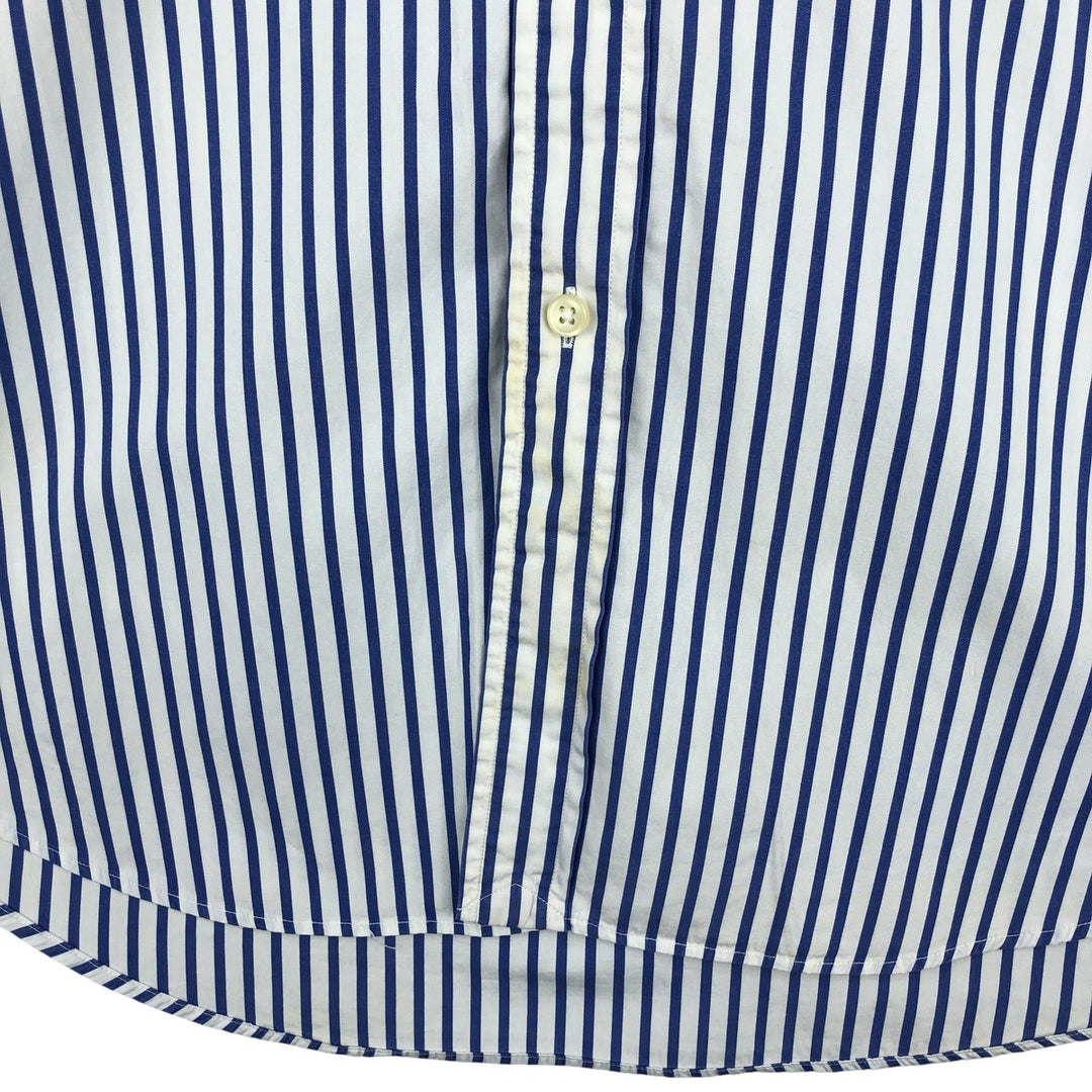 Ralph Lauren long sleeve button down striped shirt, men's size L cotton blue type Vintage Second Hand