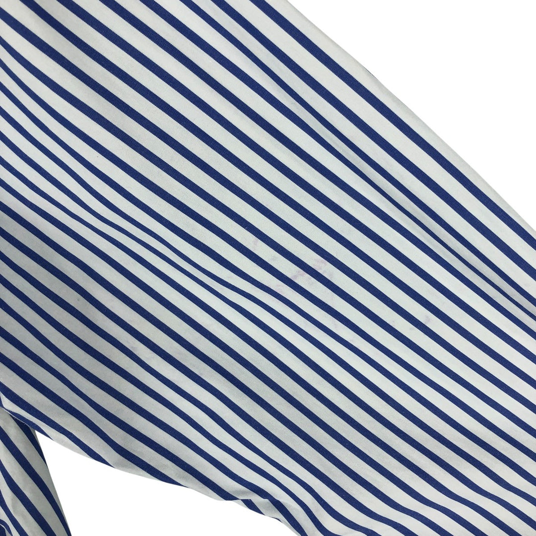 Ralph Lauren long sleeve button down striped shirt, men's size L cotton blue type Vintage Second Hand