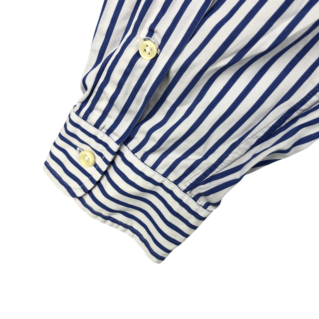 Ralph Lauren long sleeve button down striped shirt, men's size L cotton blue type Vintage Second Hand