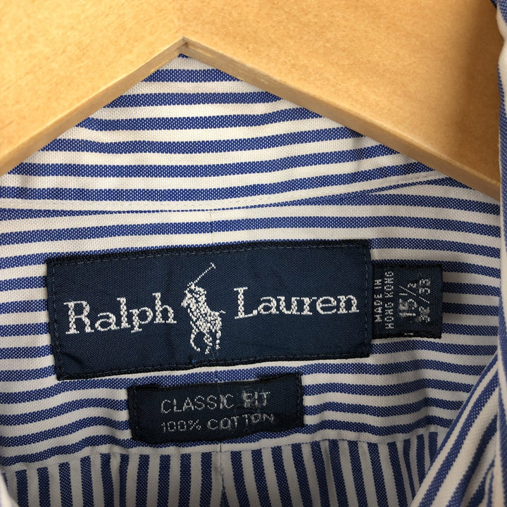 Ralph Lauren Classic Fit Long Sleeve Button Down Striped Shirt Men's M cotton blue type Vintage Second Hand